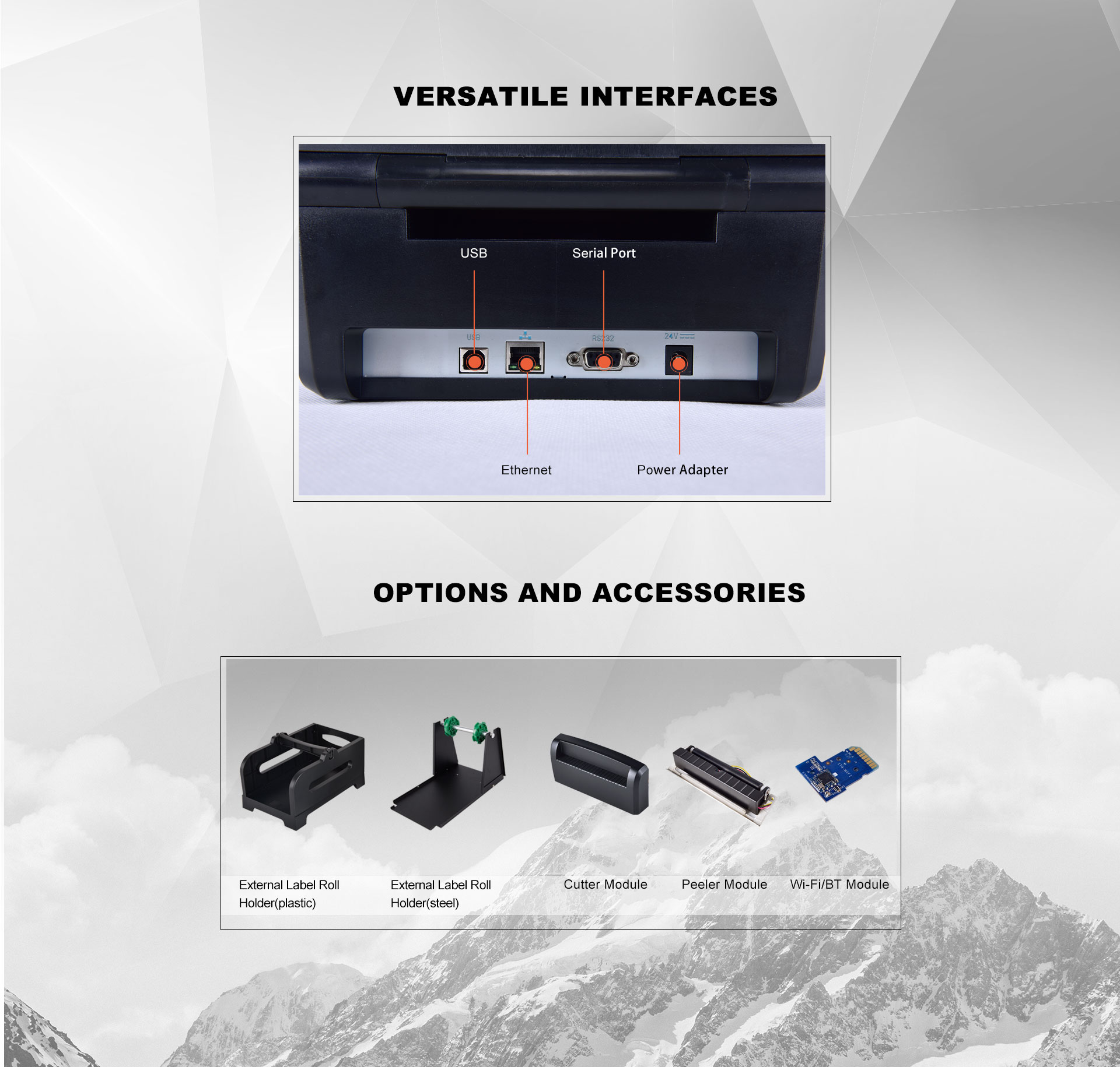 Prime label printer interfaces