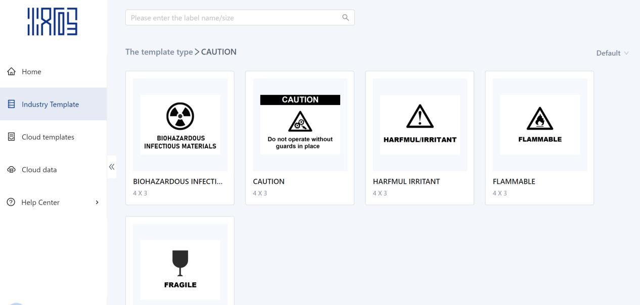 safety warning label templates of the HPRT Herelabel software