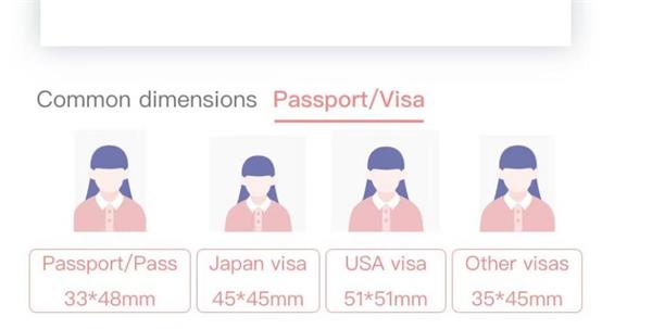 The HeyPhoto app support multiple passport photo size