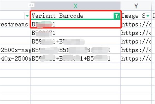 exported product table format from the Shopify