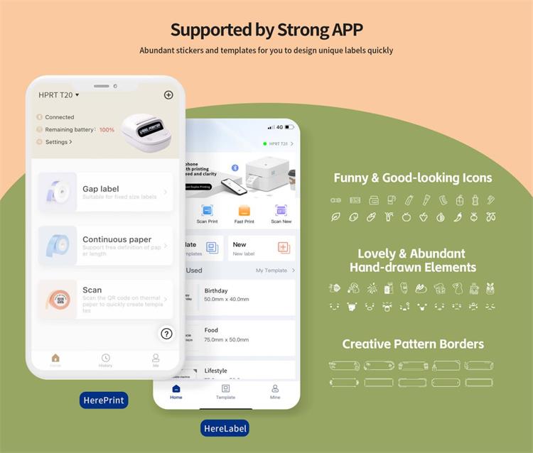 HPRT T20 2-Inch Thermal Label Printer comes with powerful label design app